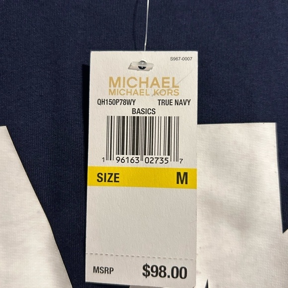 NWT Women Michael Kors Logo Navy Blue Cotton Blend Sweater, Size M - Picture 4 of 6